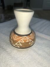 Vtg. Sioux Signed Mini Pottery Bud Vase Cream, Rust, Brown, Dark Brown  picture