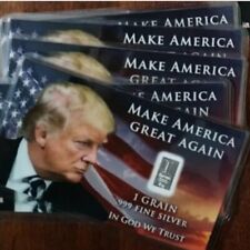 Patriotic Donald Trump Make America Great Again MAGA Silver Bullion Bar Card picture