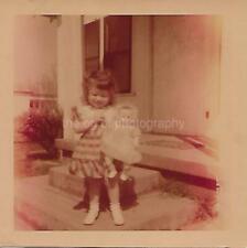 A Little Girl And Her Doll COLOR FOUND PHOTO Original Snapshot VINTAGE 04 28 K picture