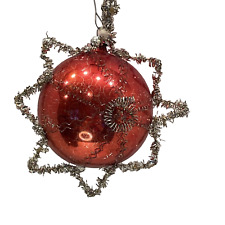 Vintage Glass Christmas Ornament/Ball West Germany Victorian Look Wire Wrapped picture