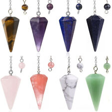 10pcs Natural Stone Crystal Pendulum Hexagonal Reiki Chakra Healing Pendant picture