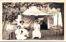 RPPC Camping Tent Hammock Seated Women Empty Chair c1910s photo postcard HQ18 picture