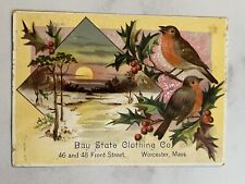 Victorian Trade Card Bay State Clothing Company Worcester Mass Robins Birds picture