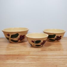 Vintage Watt Pottery Nesting Mixing Bowls 5, 6 and 7 Star Flower Yellowware picture
