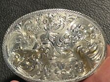Preowned MONTANA SILVERSMITHS CLASSIC WESTERN OVAL BELT BUCKLE picture
