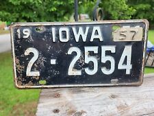 Rustic Vintage 1956 With 57 Validation  Tab Iowa License Plate  # 2 - 2554 picture