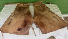 Vintage Leather Batwing Cowboy Chaps Working Western Conchos picture
