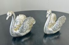 Vintage Pair (2) 1930s Silver Metal SWAN Bookend Philadelphia Manufacturing picture