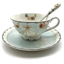 Vintage Ceramic Teacup, Elegant Coffee Cup with Spoon and Saucer Set,Royal Bo... picture