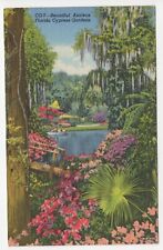 Beautiful Azaleas Florida Cypress Gardens Linen Unposted Vintage Postcard picture