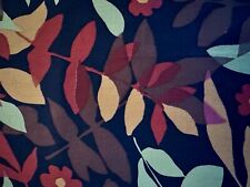3YDS 70's Hawaiian Autumnal Leafy Jewel Tones FALL Barkcloth Era Vintage Fabric picture