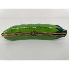 Limoges Peint Main Trinket Box Signed Green Bean France NWT picture