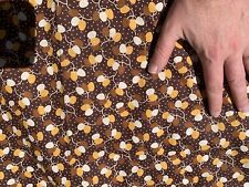 Vintage 1930s 40s Brown White Yellow Acorn Cotton Fabric 35” X 102” picture