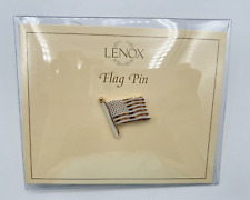 Lenox American Flag Brooch Pin USA Patriotic Lapel 24K Karat Gold and Fine China picture