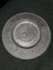 Rare Antique 19th Century German Pewter Relief Plate with Duke Eberhard III picture
