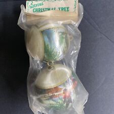 2 Vtg Currier IvesSatin Ball Silk Spun Christmas Tree Ornament  “christmas Snow” picture