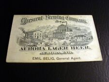 Circa 1890s Crescent Brewing Factory Scene Trade Card, Aurora, Indiana picture