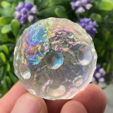 1pc titanium quartz moon sphere hand carved ball crystal healing 40MM+ picture
