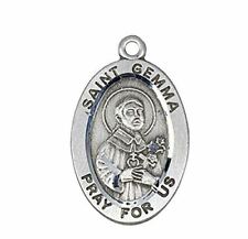 HMHReligiousMfg Sterling Silver Patron Saint Gemma Oval Medal Pendant, 7/8 Inch picture