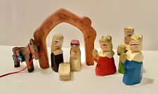 Vintage Lillian Vernon Miniature Wood Christmas Nativity Set 8 Pc picture