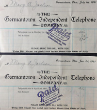 Germantown Independent Telephone Co  Mary A Jackson Germantown Ohio  Bills  1941 picture