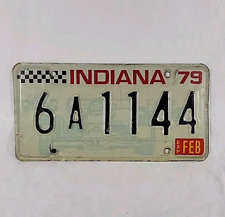 Vintage 1979 Indiana License Plate Checkered Flag Auto Race Car Graphics 6A1144 picture