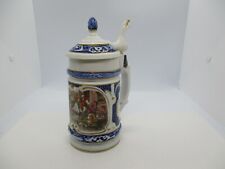 Rare Unter Weiss Bach Cobalt Blue Porcelain Scenery Lidded Beer Stein #9764 picture