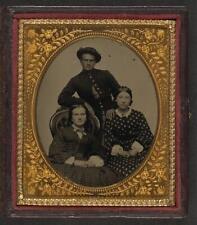 Unidentified Soldier,Union Uniform,Two Women,American Civil War,c1865 picture