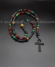 The Multicolored Ankh 5 Decade Catholic Rosary, Rosary Necklace, Ankh Cross picture