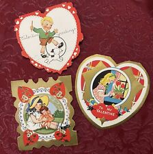 Lovely Vintage Valentine's Day Card Lot ~ Used ~ 1940s ~ 3 Cards~ Awesome Pieces picture