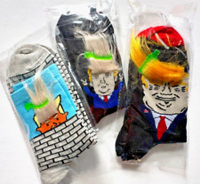 Lot 3 pairs TRUMP HAIR SOCKS Comb Tie collectible Crazy Hair Gag Spoof picture