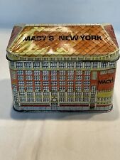 VINTAGE R.H. MACY SQUARE  TIN WITH HINGED LID NEW YORK DEPARTMENT STORE  picture