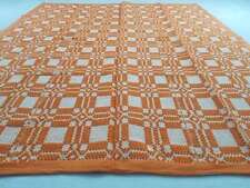 Vintage American Reversible Jacquard Loomed Woolen Coverlet 200x172cms picture