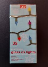 C3 LED Christmas Lights 35 Multicolor GLASS 9.5 ft green wire teardrop BRAND NEW picture