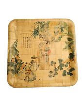 Vintage Bamboo Asian Platter with Chinese The Tipsy Dancer Historical Portrait  picture