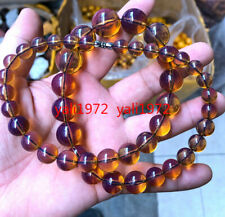 Certified 10-20mm Natural Dominican Brown Blue Amber Round Beads Necklace 22