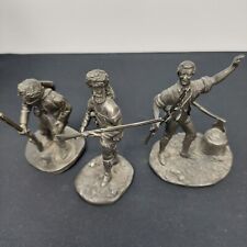 3pc 1974 Franklin Mint Pewter Figurine Trapper, Pathfinder, First Citizen Riffle picture