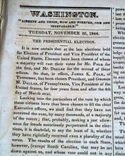 JAMES K. POLK 11th President of the United States Election Win 1844 DC Newspaper picture