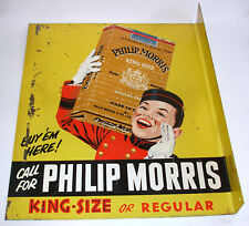 Vintage Call PHILIP MORRIS Cigarette Metal Flange STOUT Sign CO JOHNNY ROVENTINI picture