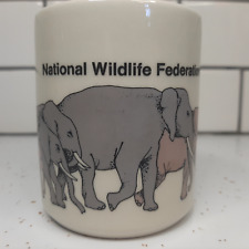 National Wildlife Federation Vintage Marching Elephant Herd Mug 1983 England picture