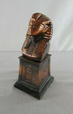 King Tut Tutankhamun Metal 7 Inch Mini Bust Statuette Egyptian Pharoah Vintage picture