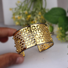 22K Yellow Gold Plated Cubic Zircon Filigree Star Design Cuff Bracelet For Gift picture