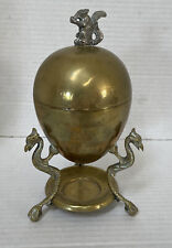 Vintage brass egg coddler warmer  w/ Rare  Phoenix  Bird legs & Squirrel  top picture