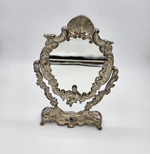 Vintage Silver Plated Table Top Swing Mirror French Cherubs Filigree picture