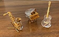 Miniature detailed crystal musical instruments piano guitar & saxophone w stands picture