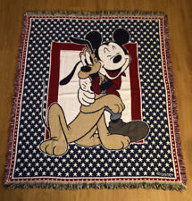 Vintage Beacon Disney Mickey Mouse & Pluto 58”x50” Woven Blanket Made In USA picture