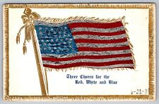 Antique American Flag Postcard 1909 Patriotic Red White Blue Collectible picture
