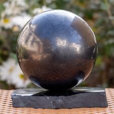 Huge Authentic Shungite polished sphere with stand ball 5.51 inch #8719T picture