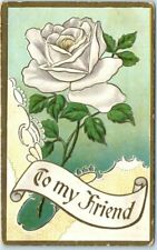 Postcard - White Rose Art Print - To my Friend picture