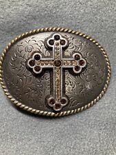 Vintage Nocona Classic Western Belt Buckle Cross With Embellishments 1990’s picture